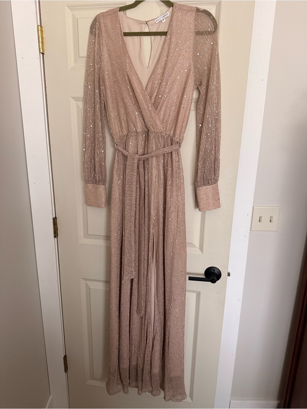 Baltic Born Champagne Beaded V-Neck Maxi Dress - Picture 2 of 4